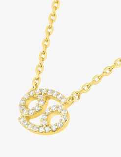 Collier plaqué or jaune, pendentif zodiaque cancer avec oxydes de zirconium SO OR