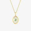 Collier plaqué or, ovale nacre et laque bleue SO OR