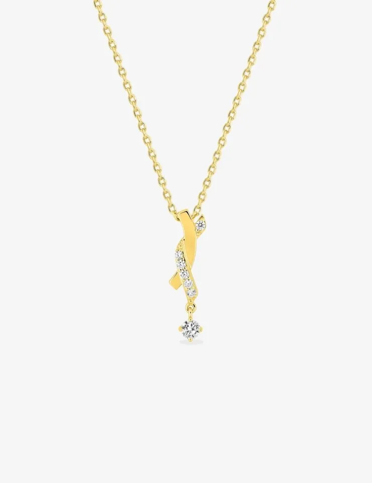 Collier plaqué or pendentif croisé avec oxydes de zirconium SO OR