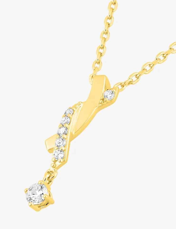 Collier plaqué or pendentif croisé avec oxydes de zirconium SO OR