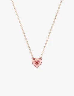 Collier plaqué or rose, pendentif cœur avec laque rose et rouge SO OR