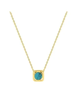 Collier plaqué or, turquoise 6 mm SO OR