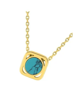 Collier plaqué or, turquoise 6 mm SO OR