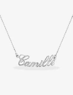 Collier prénom découpé personnalisable 4 mm argent 925‰ rhodié pailleté SO OR