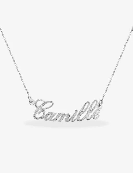 Collier prénom découpé personnalisable 4 mm argent 925‰ rhodié pailleté SO OR