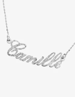 Collier prénom découpé personnalisable 4 mm argent 925‰ rhodié pailleté SO OR