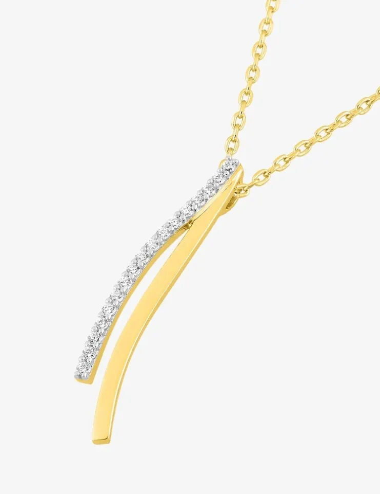 Collier ruban bicolore plaqué or, rhodium et oxydes de zirconium SO OR