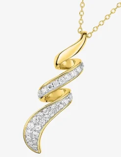 Collier ruban plaqué or, rhodium et oxydes de zirconium SO OR
