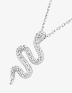 Collier serpent argent 925‰ rhodié et oxydes de zirconium SO OR