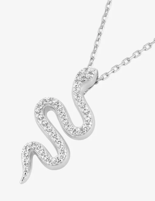 Collier serpent argent 925‰ rhodié et oxydes de zirconium SO OR