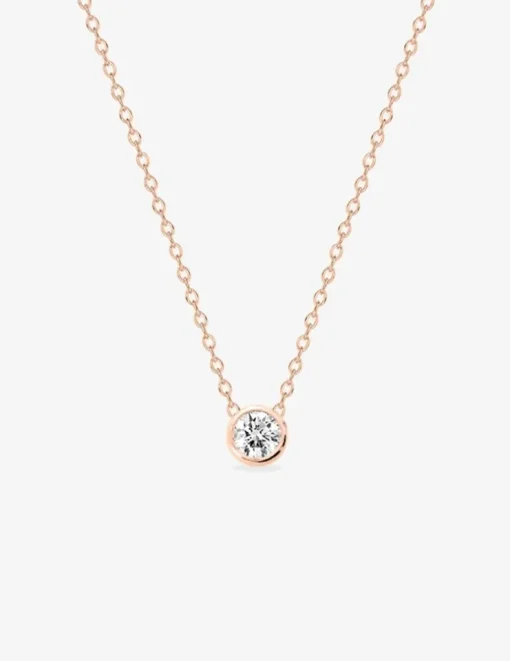 Collier serti clos plaqué or rose, oxyde de zirconium SO OR