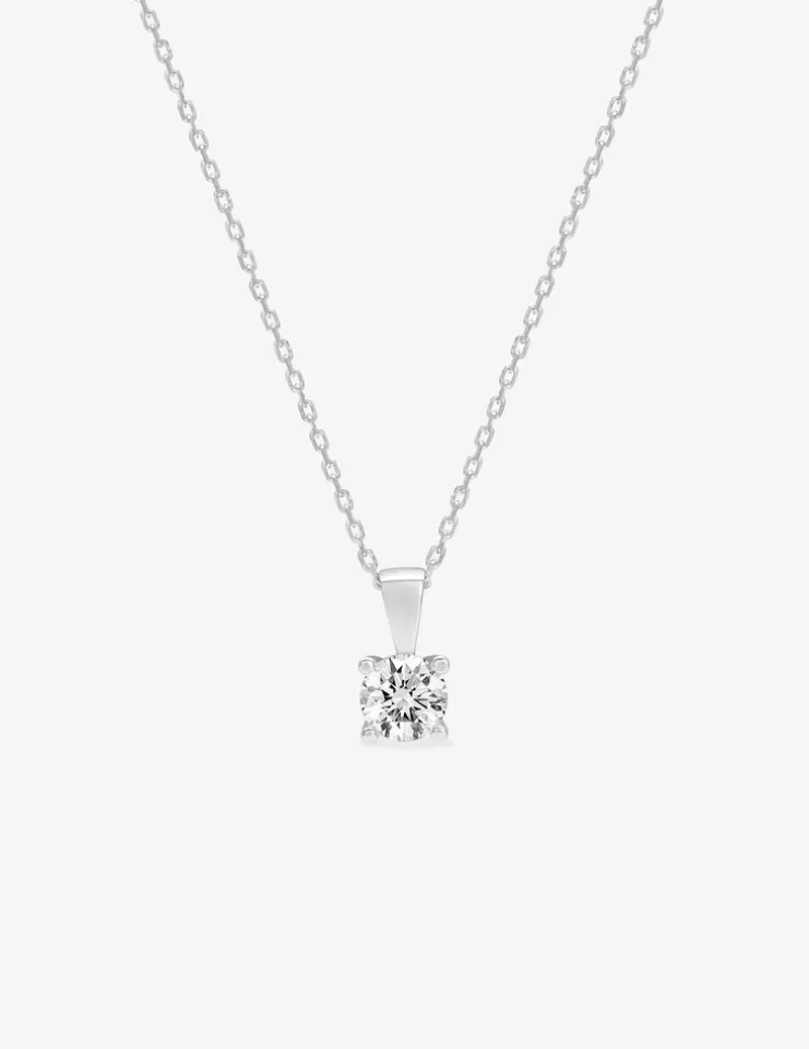 Collier solitaire argent 925‰ rhodié et oxyde de zirconium 6 mm SO OR