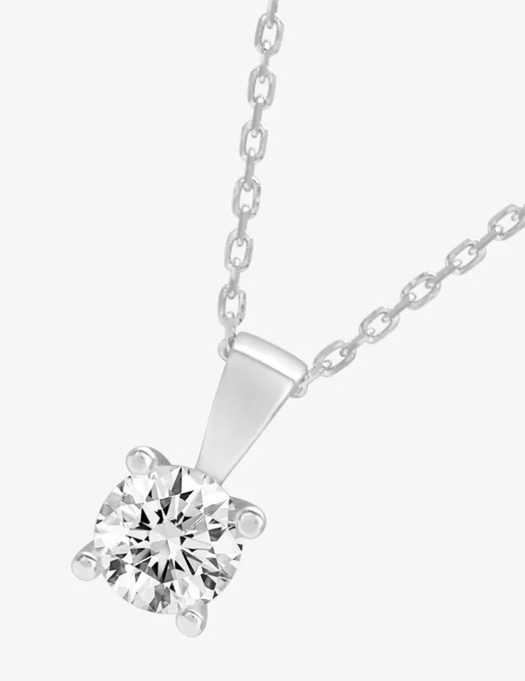 Collier solitaire argent 925‰ rhodié et oxyde de zirconium 6 mm SO OR