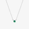 Collier solitaire argent 925‰ rhodié et oxyde de zirconium vert 4 mm SO OR