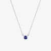 Collier solitaire argent 925‰ rhodié et oxyde de zirconium bleu foncé 4 mm SO OR