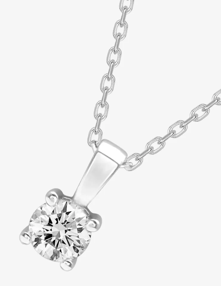 Collier solitaire argent 925‰ rhodié et oxyde de zirconium 4,5 mm serti griffes SO OR