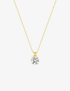 Collier solitaire or jaune 375‰ et oxyde de zirconium 6,5 mm SO OR