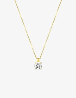Collier solitaire or jaune 750‰ et oxyde de zirconium 0,70 ct SO OR