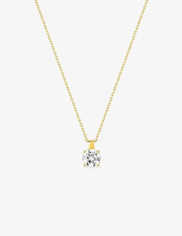 Collier solitaire or jaune 750‰ et oxyde de zirconium 0,70 ct SO OR