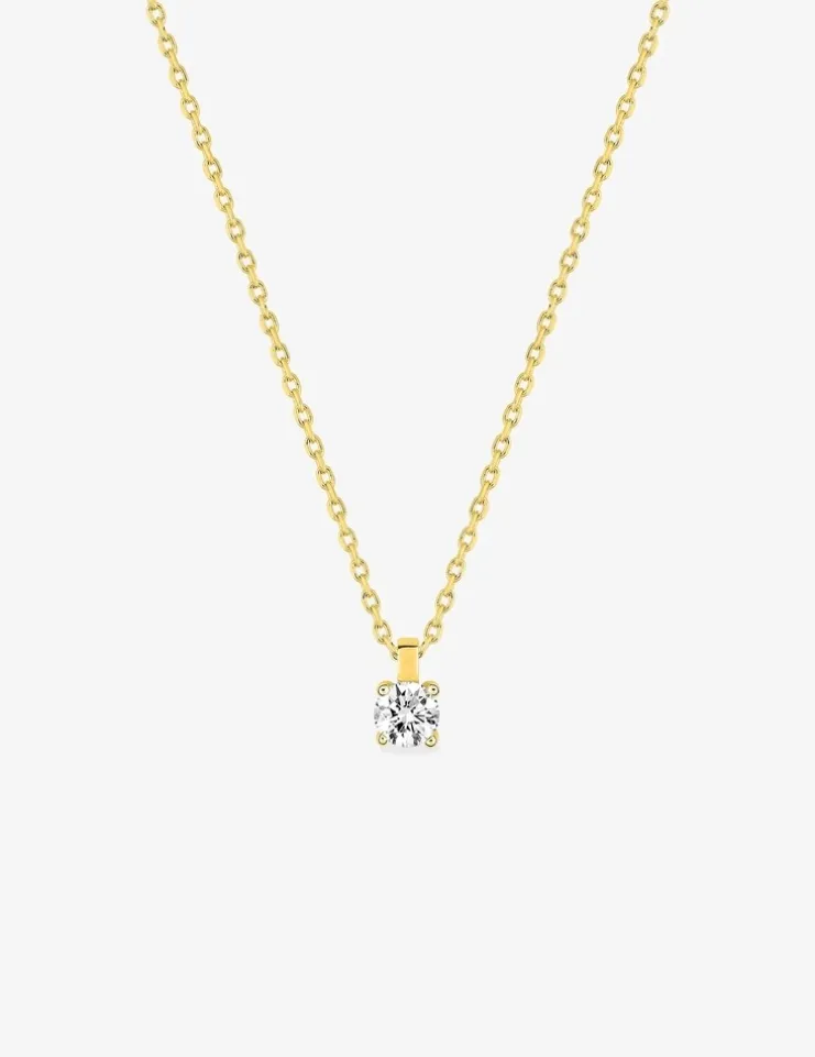 Collier solitaire plaqué or et oxyde de zirconium 4,5 mm SO OR