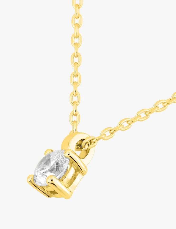 Collier solitaire plaqué or et oxyde de zirconium 4,5 mm SO OR