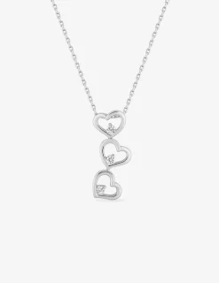 Collier triple cœur argent 925‰ rhodié et oxydes de zirconium SO OR