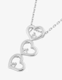 Collier triple cœur argent 925‰ rhodié et oxydes de zirconium SO OR