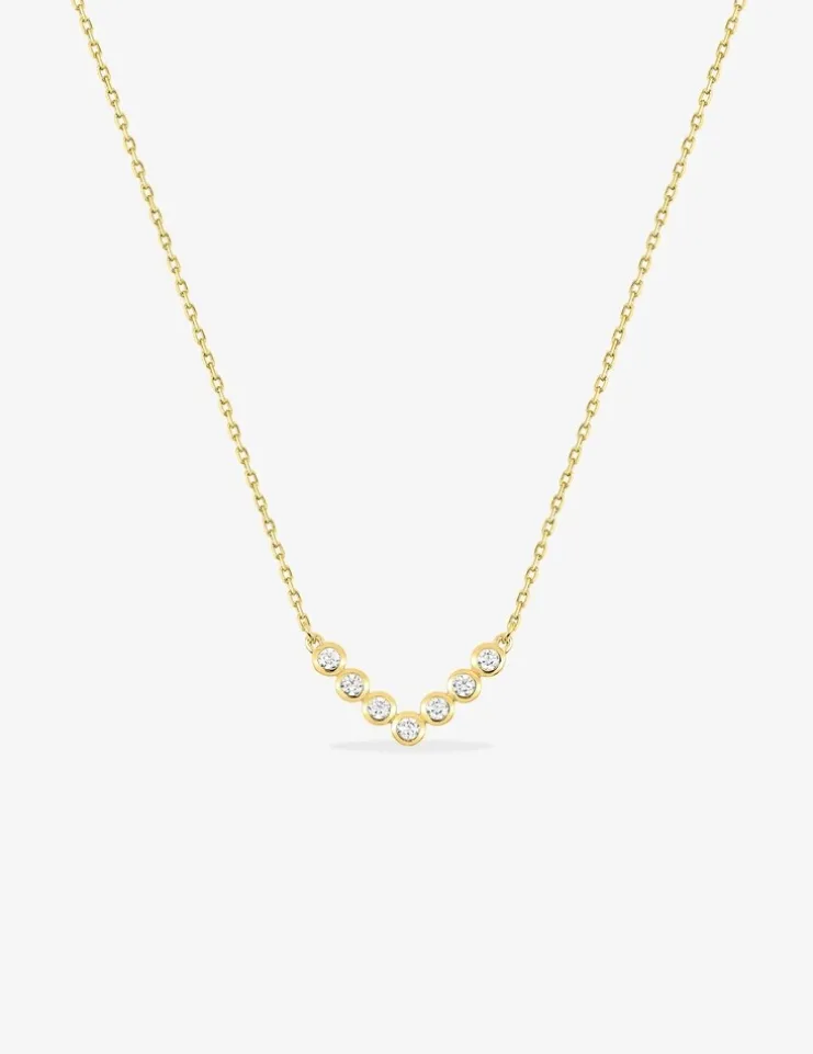 Collier V or jaune 375‰ oxydes de zirconium sertis clos SO OR