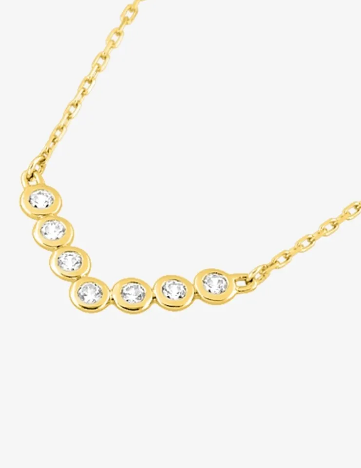 Collier V or jaune 375‰ oxydes de zirconium sertis clos SO OR