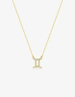 Collier zodiaque Gémeaux or jaune 375 ‰ et oxydes de zirconium SO OR