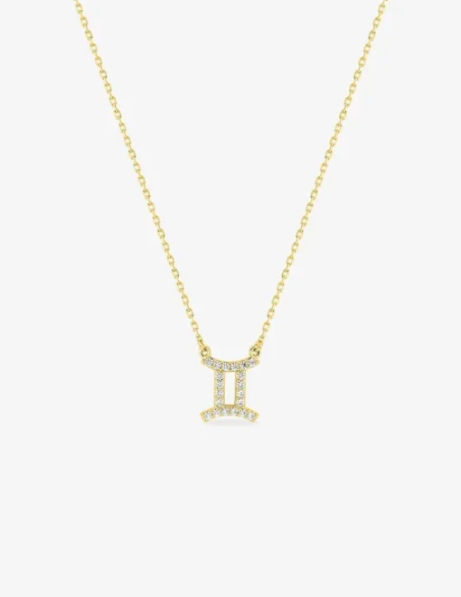 Collier zodiaque Gémeaux or jaune 375 ‰ et oxydes de zirconium SO OR