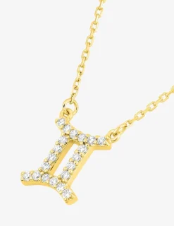Collier zodiaque Gémeaux or jaune 375 ‰ et oxydes de zirconium SO OR