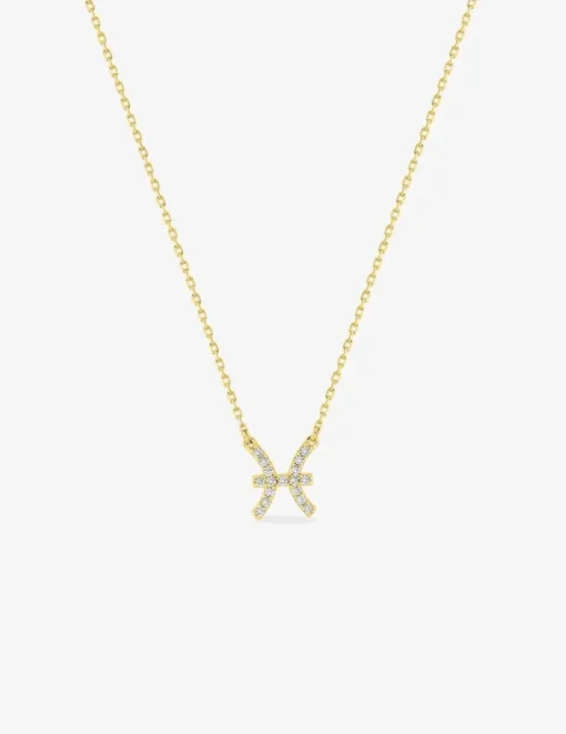 Collier zodiaque poisson en or jaune 375 ‰, oxydes de zirconium SO OR