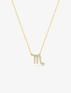 Collier zodiaque scorpion en or jaune 375 ‰, oxydes de zirconium SO OR