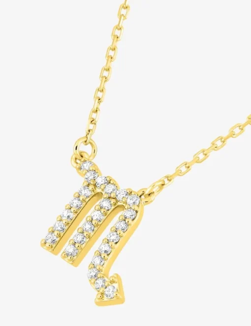 Collier zodiaque scorpion en or jaune 375 ‰, oxydes de zirconium SO OR