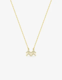 Collier zodiaque verseau en or jaune 375 ‰, oxydes de zirconium SO OR