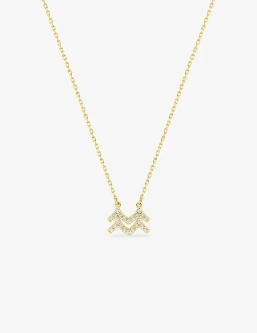 Collier zodiaque verseau en or jaune 375 ‰, oxydes de zirconium SO OR