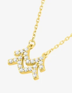 Collier zodiaque verseau en or jaune 375 ‰, oxydes de zirconium SO OR