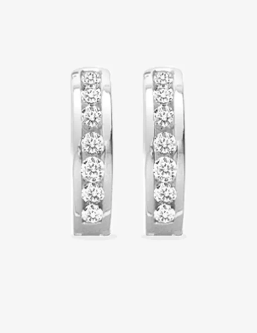 Créoles 16 mm argent 925 ‰ rhodié et oxydes de zirconium SO OR