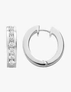 Créoles 16 mm argent 925 ‰ rhodié et oxydes de zirconium SO OR