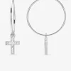 Créoles 20 mm argent 925‰ rhodié et croix oxydes de zirconium SO OR