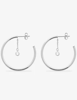 Créoles 30 mm argent 925‰ rhodié et oxyde de zirconium SO OR