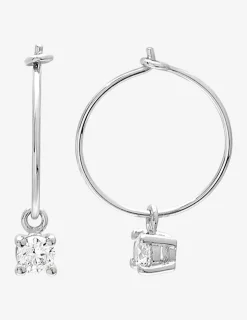 Créoles 15 mm argent 925‰ rhodié et oxyde de zirconium SO OR