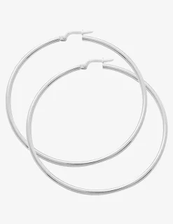 Créoles 50 mm en or blanc 750‰ fil 2 mm SO OR