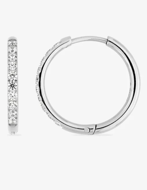 Créoles 20 mm oxydes de zirconium synthétiques et acier SO OR