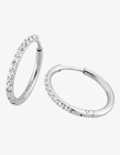 Créoles 20 mm oxydes de zirconium synthétiques et acier SO OR
