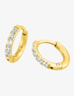 Créoles 12 mm oxydes de zirconium synthétiques et acier doré SO OR