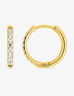 Créoles 16 mm oxydes de zirconium synthétiques et acier doré SO OR