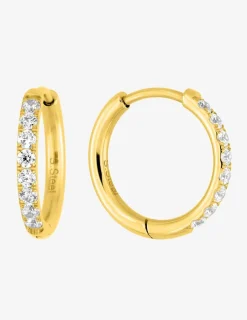 Créoles 16 mm oxydes de zirconium synthétiques et acier doré SO OR