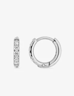 Créoles 12 mm oxydes de zirconium synthétiques et acier SO OR